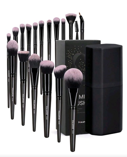 Brochas MAANGE Negras + Almacenamiento (set completo 18 pcs) 